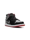 Jordan Air  1 Mid "black/cement Grey-fire Red-white" Sneakers In Black