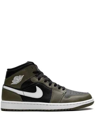 JORDAN AIR JORDAN 1 MID "BLACK/WHITE/OLIVE" SNEAKERS