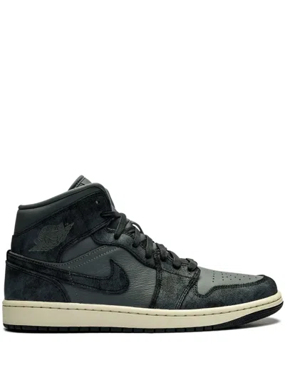 Jordan Air  1 Mid "distressed Smoke Grey" Sneakers In 灰色