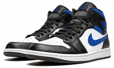 Pre-owned Jordan Air  1 Mid ''game Royal' White/black/racer 554724-140 Size 8-11 In White/black/racer Blue