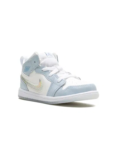 Jordan Babies' Air  1 Mid "glitter Swoosh" Sneakers In Blue