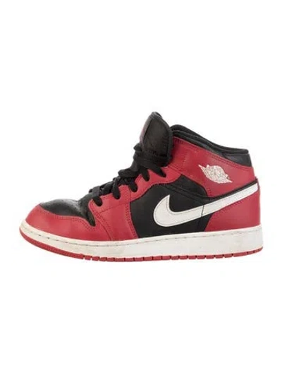 Pre-owned Jordan Kids' Air  1 Mid Gym Red Black White (gs) In Black/red/white
