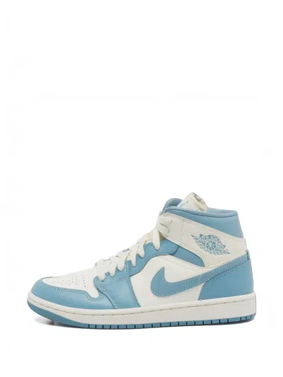 Pre-owned Jordan Air  1 Mid Lace-up Sneakers In Blue