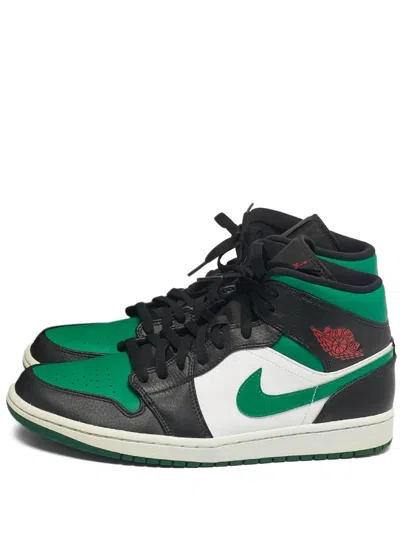 Pre-owned Jordan Air  1 Mid Leather Sneakers In Black