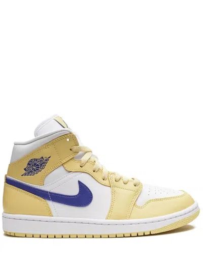 Jordan Air  1 Mid Sneakers In Lemon Wash/lapis/white