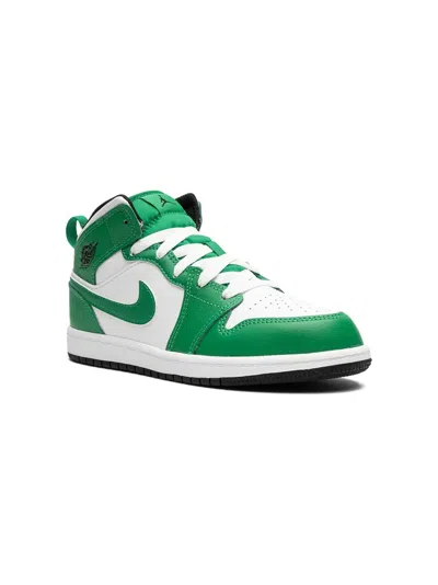 Jordan Kids'  1 Mid Sneakers In Green/black/white
