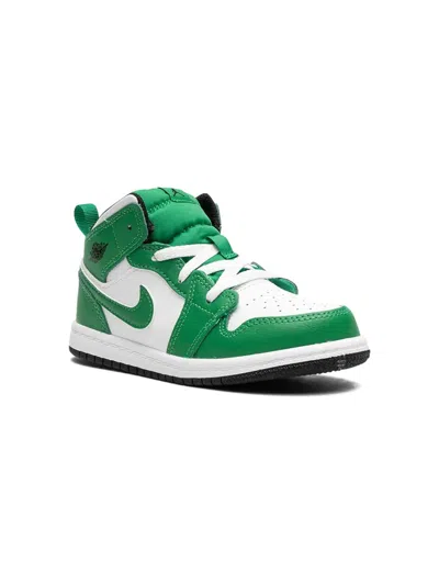 Jordan Babies' Air  1 Mid "lucky Green" Sneakers In White