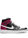 Jordan Air  1 Mid "noble Red" Sneakers In Black