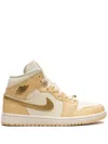 Jordan Air  1 Mid "pale Vanilla / Coconut Milk / Sail / Metallic Gold" Sneakers In Yellow