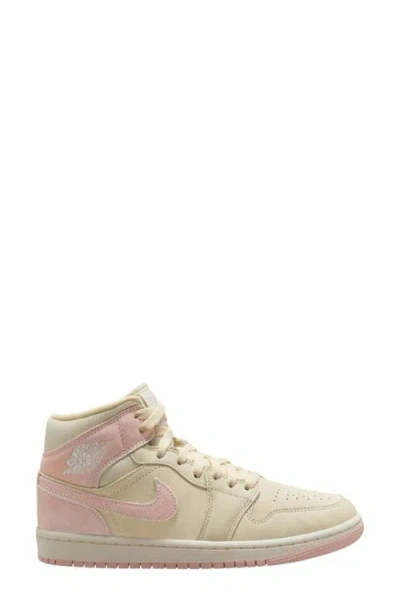 Jordan Air  1 Mid Se Basketball Sneaker In Coconut Milk/ Pink/ Sail