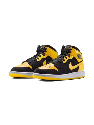 Jordan Kids' Air  1 Mid Se "black/white/varsity Maize" Sneakers