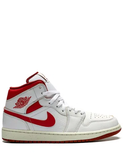 Jordan Air  1 Mid Se "dune Red" Sneakers In White