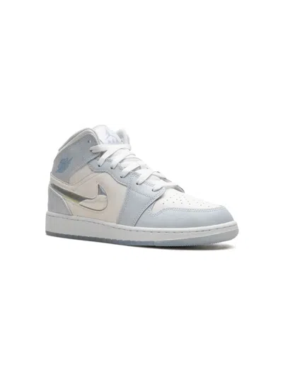 Jordan Kids' Air  1 Mid Se "glitter Swoosh" Sneakers In Blue