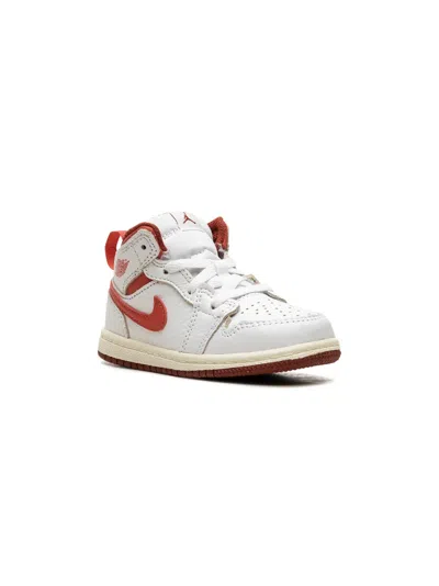 Jordan Babies' Air  1 Mid Se "white/dune Red" Sneakers