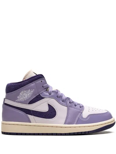 Jordan Womens Sky Light Purple Barely Air 1 Mid Leather Mid-top Trainers