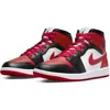 Jordan Air  1 Mid Sneaker In Black/fire Red/white