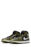 Jordan Air  1 Mid Sneaker In Black/white/olive