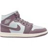 Jordan Air  1 Mid Sneaker In Pure Platinum/sky Mauve/sail