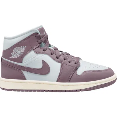 Jordan Air  1 Mid Sneaker In Pure Platinum/sky Mauve/sail
