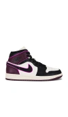 Jordan Air  1 Mid Sneaker In Sail  Black  Active Pink  & Bordeaux