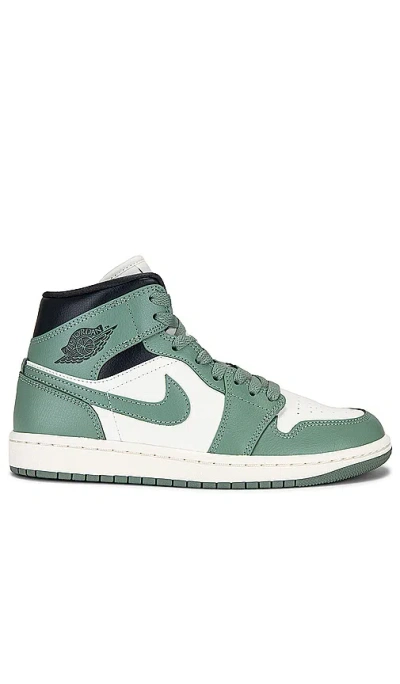 Jordan Air  1 Mid Sneaker In Sail  Jade Smoke  & Anthracite