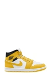 Jordan Air  1 Mid Sneaker In White/ Vivid Sulfur/ Black
