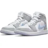 Jordan Air  1 Mid Sneaker In White/aluminum/wolf Grey