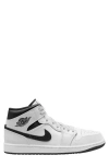 Jordan Air  1 Mid Sneaker In White/ Black/ White/ Black