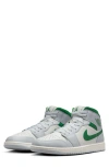 Jordan Air  1 Mid Sneaker In White/pine Green/platinum