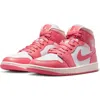 Jordan Air  1 Mid Sneaker In White/sea Coral/atmosphere