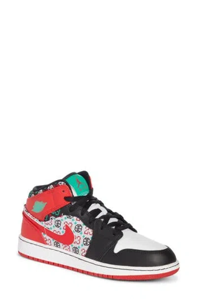Jordan Air  1 Mid Special Edition Sneaker In White/red/black