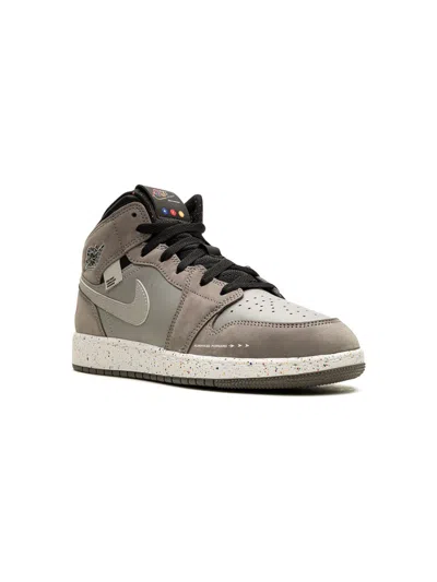 Jordan Kids' Air  1 Mid Wings "nyc Subway" Sneakers In Grey