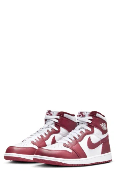 Jordan Air  1 Retro High Top Sneaker In White/ Team Red