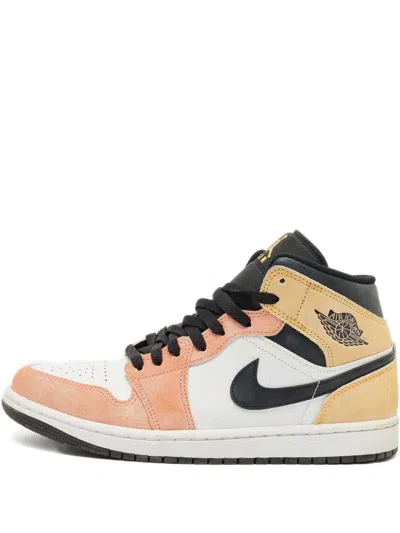 Pre-owned Jordan Air  1 Suede-panel Sneakers In White