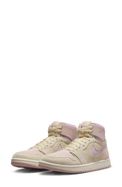 Jordan Air  1 Zoom Comfort 2 High Top Sneaker In Muslin/ Plum/ Beige/ Sail