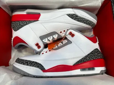 Pre-owned Jordan Air  3 Retro “fire Red” 1998 Og Colorway - Men's Size 9.5 In White/fire Red/cement Grey/black