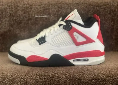Pre-owned Jordan Air  4 Red Cement Size 7.5 Fast Shipping In White