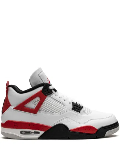 Jordan Mens White Fire Red Black Neu Air 4 Branded Leather High-top Trainers
