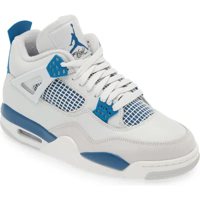 Jordan Air  4 Retro Basketball Sneaker In Off White/military Blue/grey