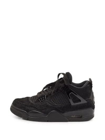 Pre-owned Jordan Air  4 Retro Calf Hair Sneakers In Black