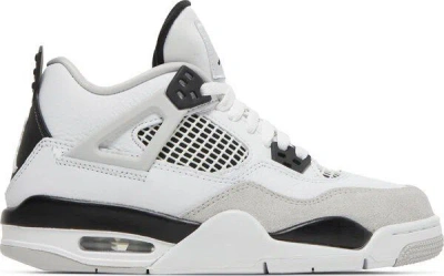 Pre-owned Jordan Air  4 Retro Gs 'military Black' In White/black/neutral Grey