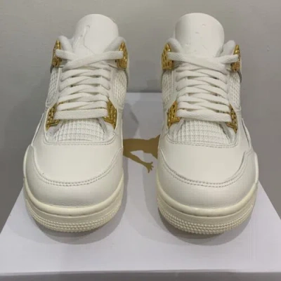 Pre-owned Jordan Air  4 Retro Metallic Gold 2024 Women Size 12w/10.5m Aq9129-170 In White