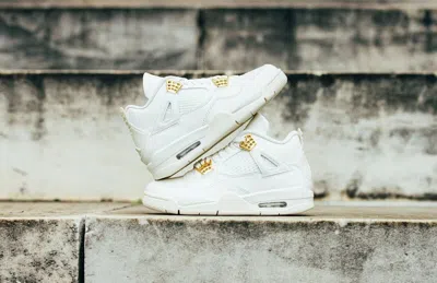 Pre-owned Jordan Air  4 Retro Metallic Gold Aq9129-170 Women Size 8.5 In Hands Ships Now In White