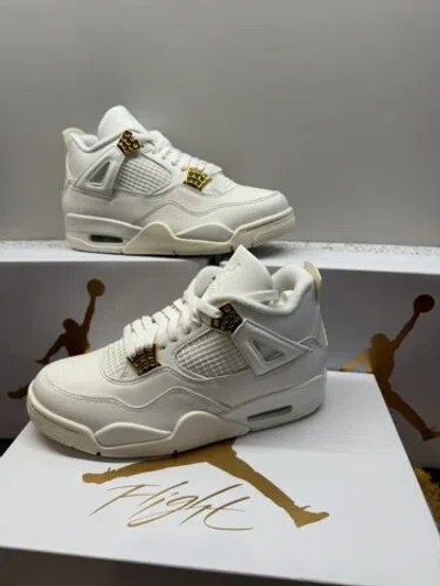 Pre-owned Jordan Air  4 Retro Metallic Gold W In White