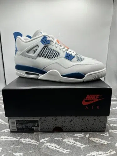 Pre-owned Jordan Air  4 Retro Military Industrial Blue Fv5029-141 In Hand Size 15 In White