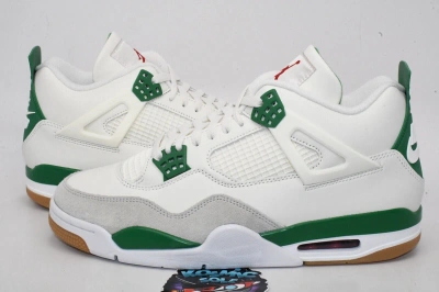 Pre-owned Jordan Air  4 Retro Sb Pine Green Style Dr5415-103 Size 8 In White