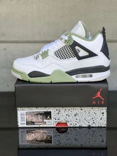 Pre-owned Jordan Air  4 Retro Seafoam Oil Green Aq9129-103 W Sizes 6-11 In Hand