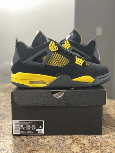 Pre-owned Jordan Air  4 Retro Thunder 2023 Dh6927-017 Authentic In Black