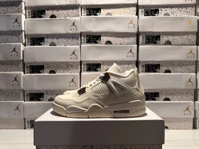 Pre-owned Jordan Air  4 Retro White Metallic Gold Aq9129-170 Women Sizes 8.5w-12w (in Hand)