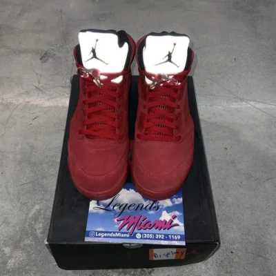 Pre-owned Jordan Air  5 High Retro University Red Sz 9.5 100% Authentic